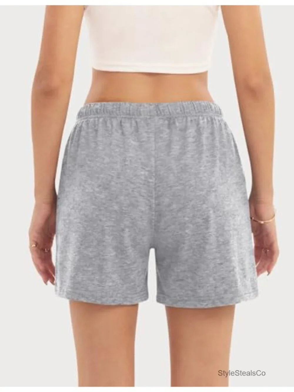 Cotton Lounge Pajama Shorts with Drawstring Waist, Pockets, Mid Thigh